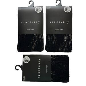 sanctuary Footed Lace Net Tights Black Floral Pattern Ladies OSFM new